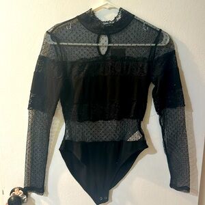 NWT Black lace bodysuit